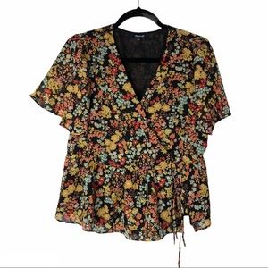 Madewell Floral Double Tie Blouse Size Small